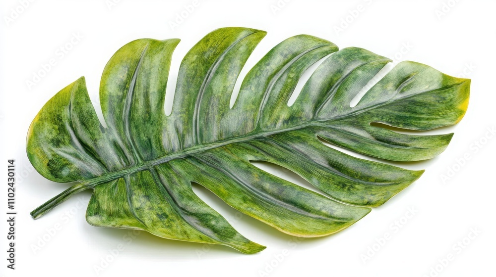 Obraz premium Tropical green monstera leaf in watercolor, isolated on white