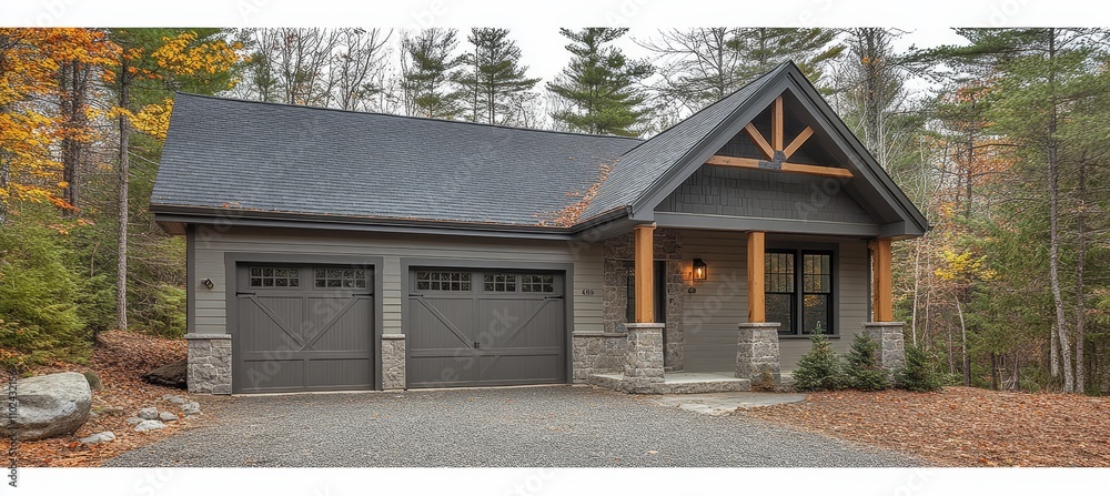 Charming New Craftsman Style Home with Light Gray Siding, Stone Facade ...