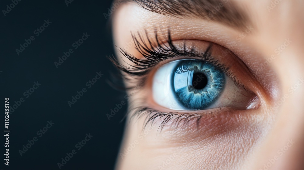 Close-Up of Stunning Blue Eye with Defined Lashes Close-Up of Stunning Blue Eye with Defined Lashes