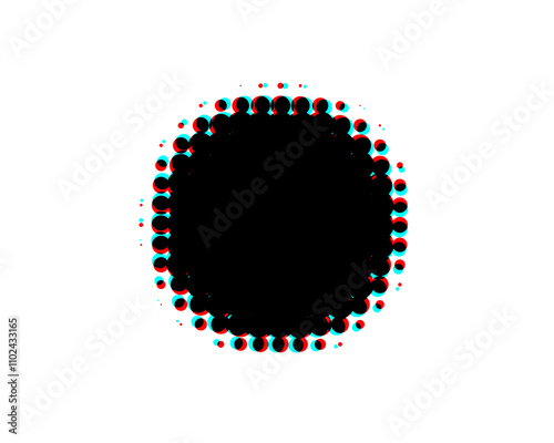 A view of a circle shape featuring a halftone effect.