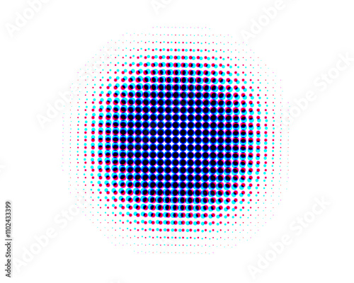 A view of a circle shape featuring a halftone effect.