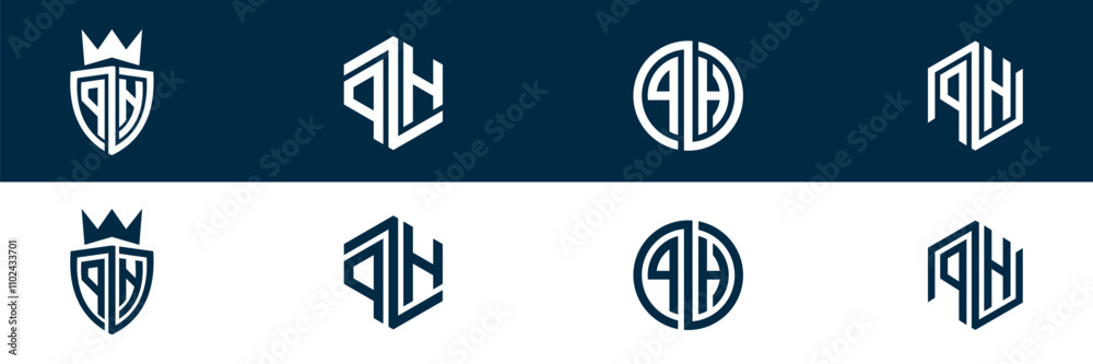 PH HP letter logo design set PH HP letter logo design set