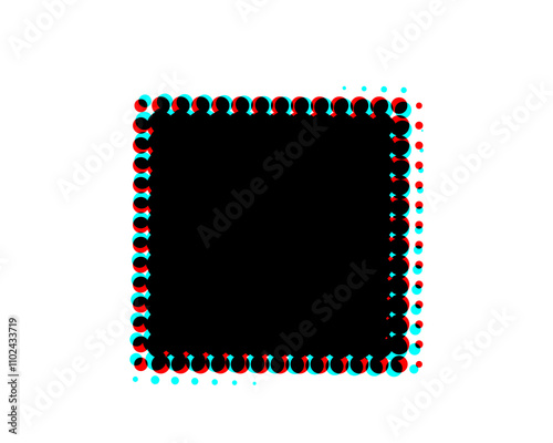 A view of a black square shape featuring a halftone effect.