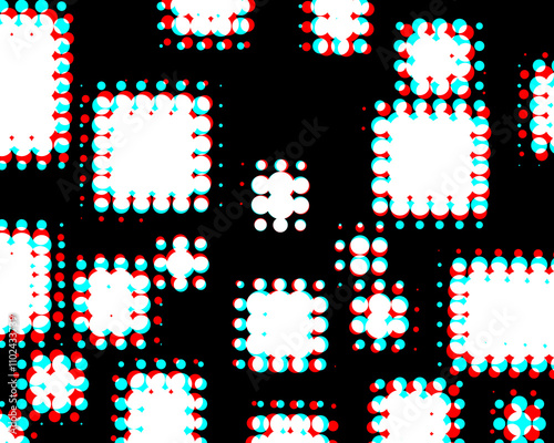 A view of white squares using a halftone filter, against a black background.