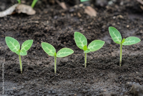 Development Stages of Soybean: Nurturing Young Plants Against a Lush Green Landscape