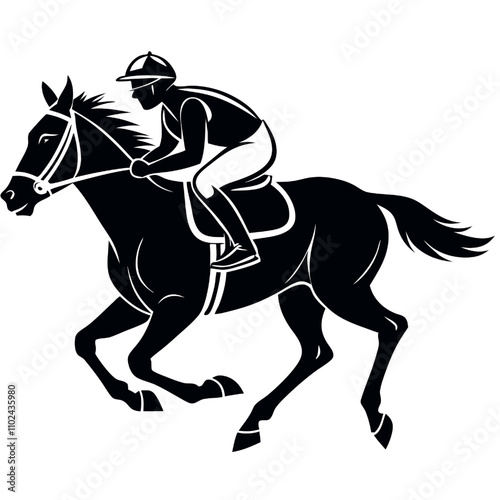 Vector Jockey and Horse in Motion: A Dynamic Silhouette