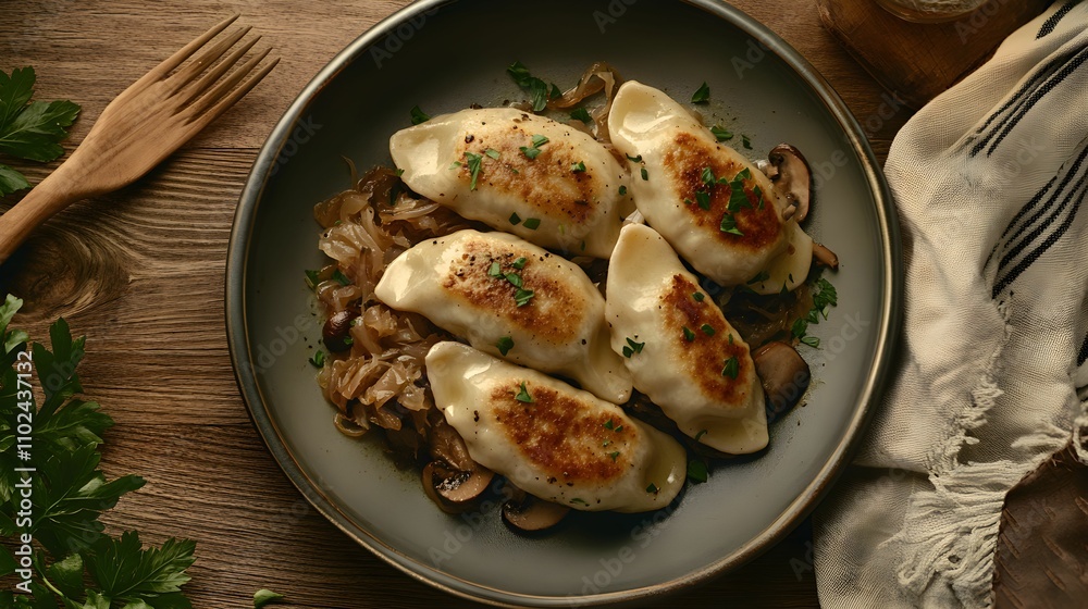 pierogi, kapusta, grzyby, kuchnia polska, wigilia, świąteczne danie, tradycja, boże narodzenie, fotografia kulinarna, naturalne światło, canon eos r5, widok od góry, rustykalne, minimalistyczne, drewn pierogi, kapusta, grzyby, kuchnia polska, wigilia, świąteczne danie, tradycja, boże narodzenie, fotografia kulinarna, naturalne światło, canon eos r5, widok od góry, rustykalne, minimalistyczne, drewn
