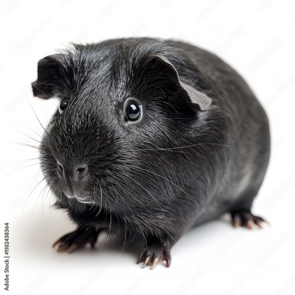 Fototapeta premium Adorable black guinea pig on a white background guinea pig guinea pig