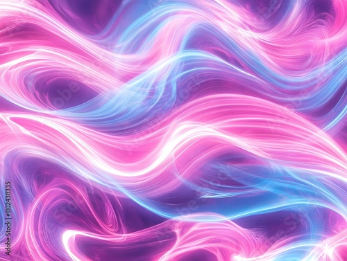Wallpaper Mural Abstract distorted wave patterns in pink-blue neon color Torontodigital.ca