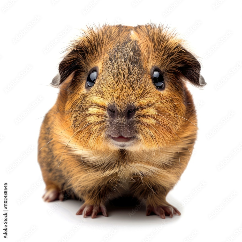 Brown and yellow Guinea Pig on white background. Brown and yellow Guinea Pig on white background.