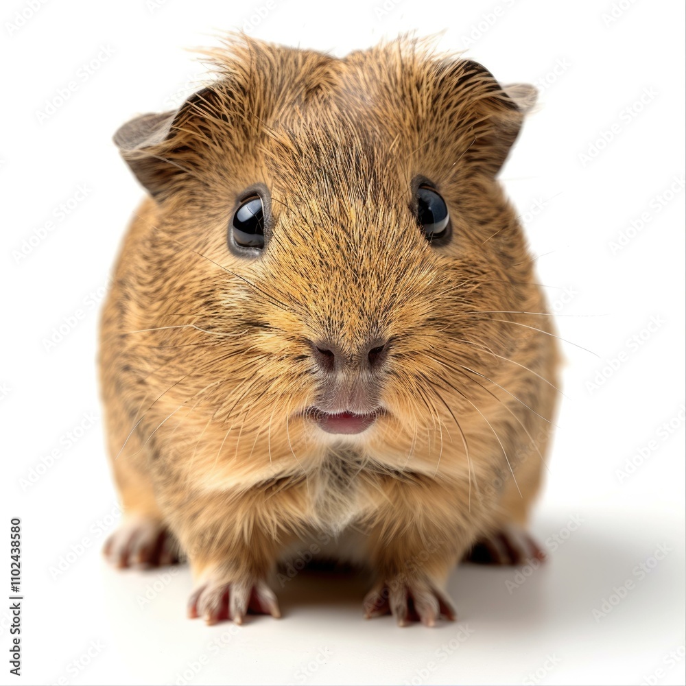 Brown and yellow Guinea Pig on white background. Brown and yellow Guinea Pig on white background.