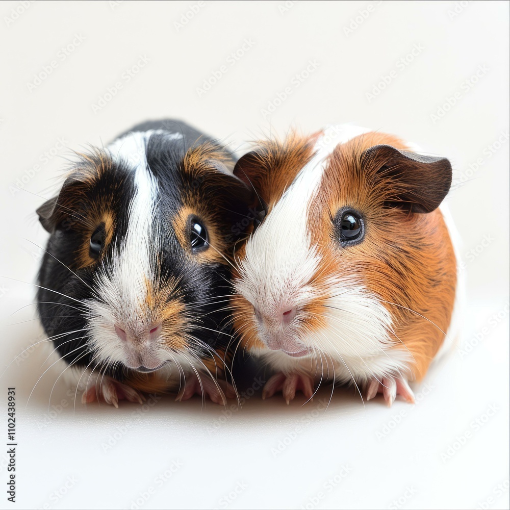 guinea pig guinea pig curious guinea pig couple looking to side while lying on white background guinea pig guinea pig curious guinea pig couple looking to side while lying on white background