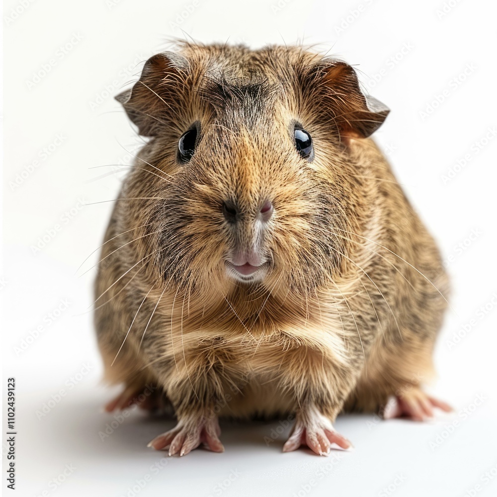 Guinea pig  1 and a half years old  in front of white background