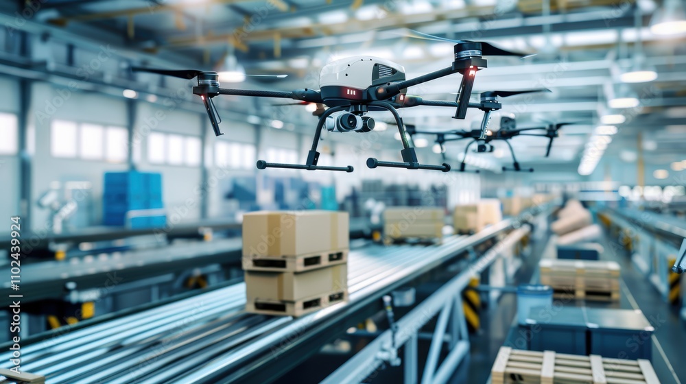 Drone Technology in Modern Factory Production Line for Efficient Material Handling Drone Technology in Modern Factory Production Line for Efficient Material Handling