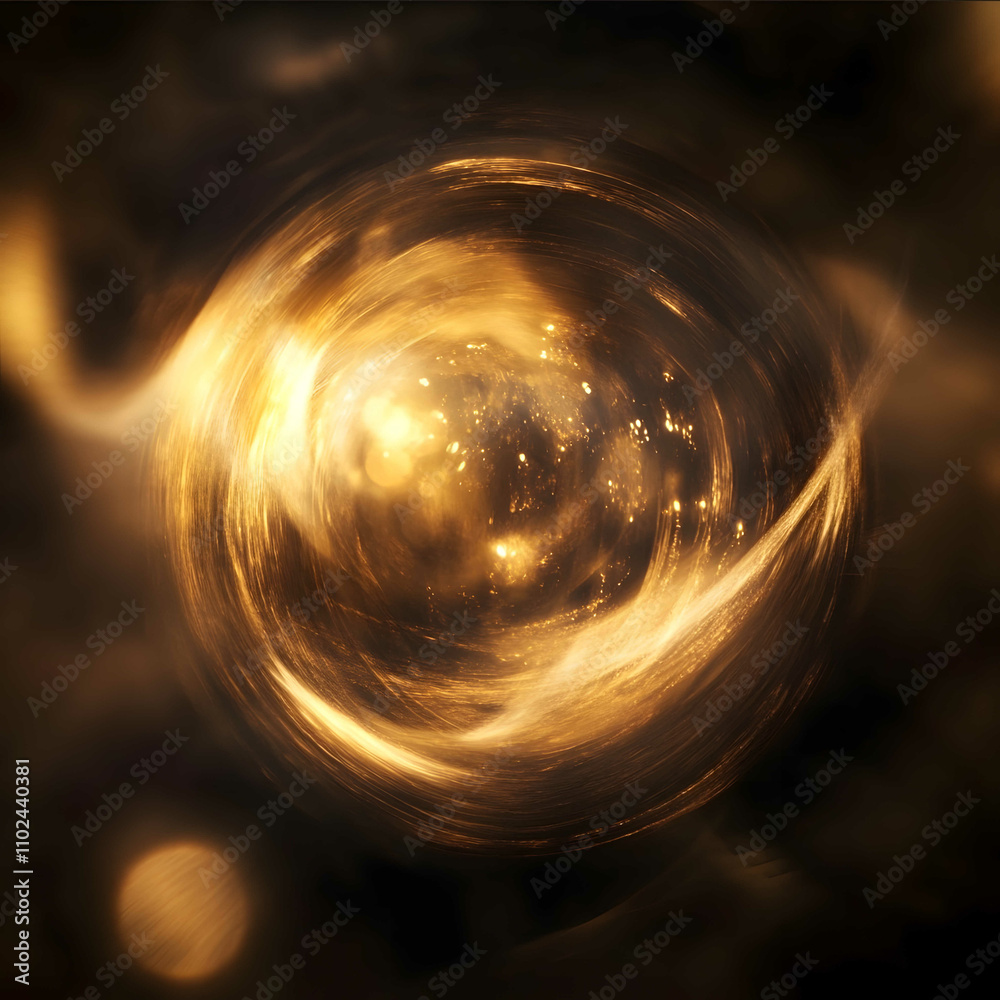 a blurry ball of golden energy like a hologram with a golden soft haze like its alive with energy against a dark background a blurry ball of golden energy like a hologram with a golden soft haze like its alive with energy against a dark background