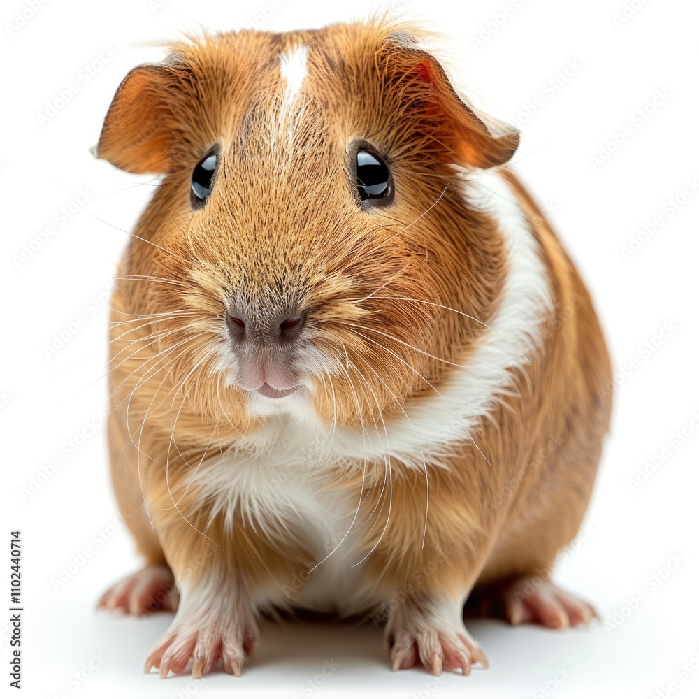Guinea pig isolated in single sitting on white background. Guinea pig isolated in single sitting on white background.
