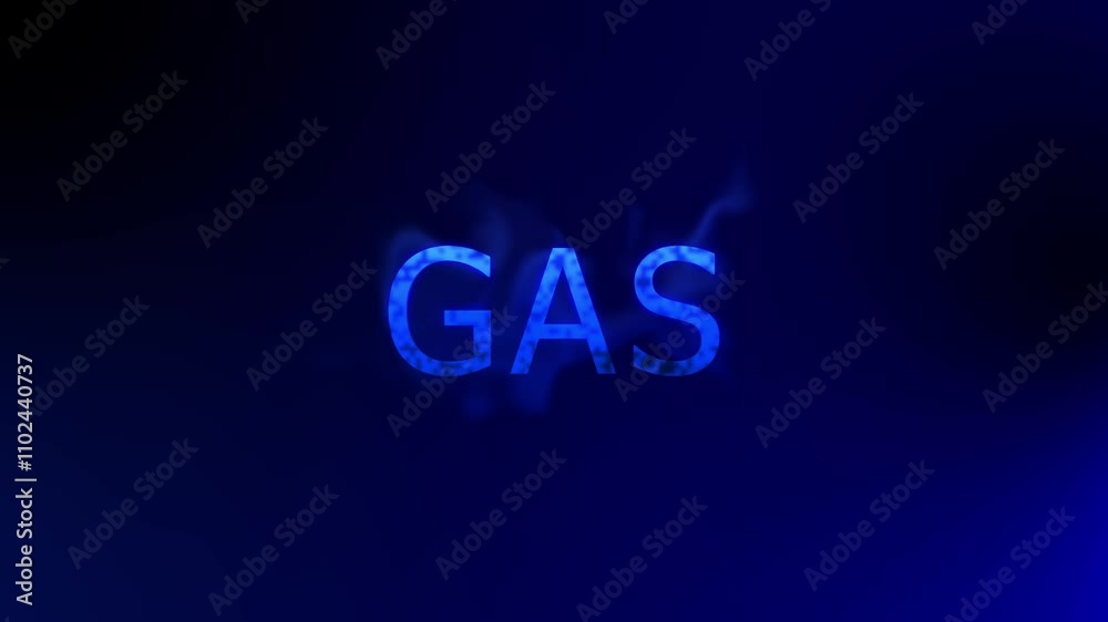 Text gas in tongues of blue flame, burning gas on dark blue background with gradient Text gas in tongues of blue flame, burning gas on dark blue background with gradient