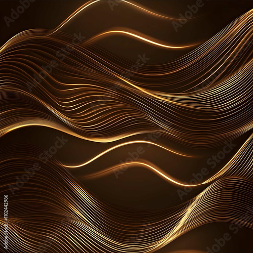 create a brown and gold wavy thin line luxurious background vector
