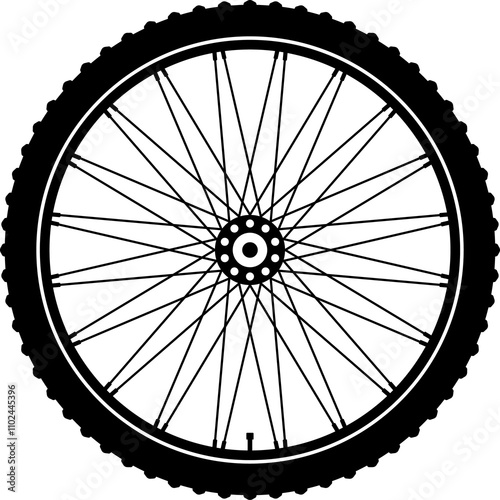 Bike Bicycle wheel vector icon. Bicycle wheel symbol. Bike rubber. Mountain tyre. Valve. Fitness cycle. Motor Bike.