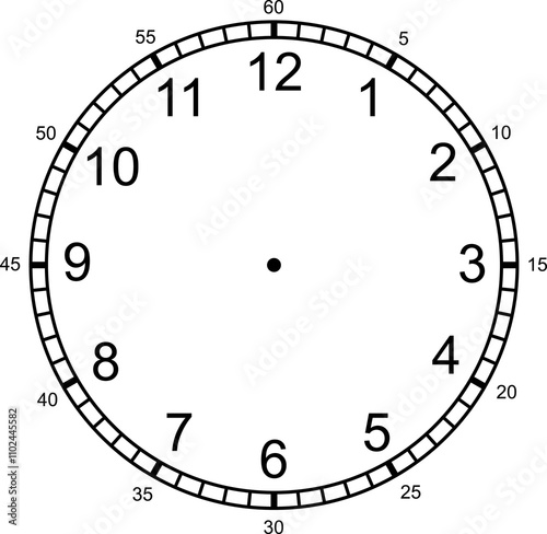 Mechanical clock faces with arabic numerals, bezel. Timer or stopwatch element. Mechanical clock face dials template set. Classic clocks and watches with arabic and roman numerals for your own design 