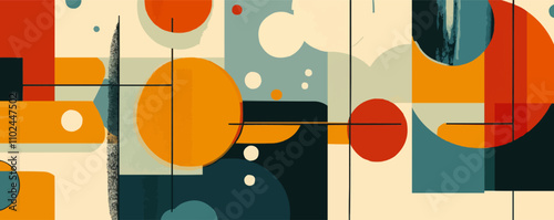 Experiment with abstract mid-century vectors featuring geometric patterns and clean lines. Perfect for creating stylish home decor and design projects, vector illustration, flat style.