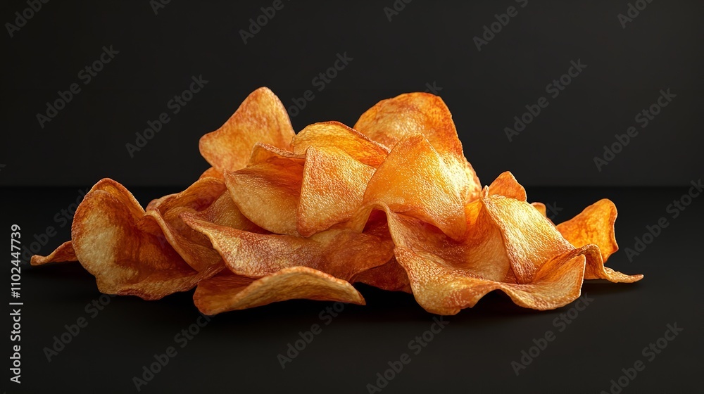 Crunchy Potato Chips Piled, Isolated on Transparent Background Crunchy Potato Chips Piled, Isolated on Transparent Background
