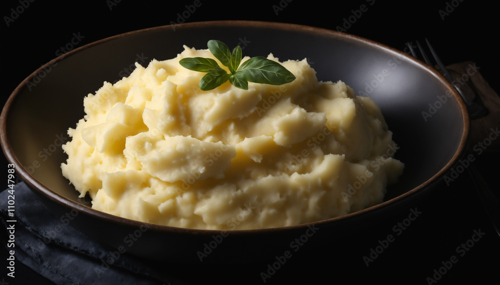 Mashed potato, perfect lighting, spot light with dark background Mashed potato, perfect lighting, spot light with dark background
