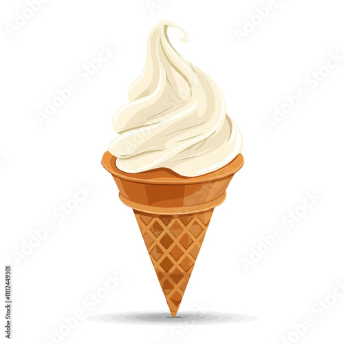 ce cream cone icon flat on white isolated background, vector design.