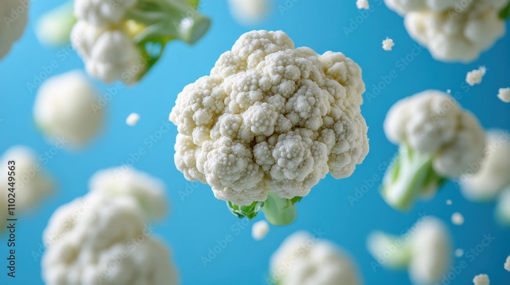 Fresh Cauliflower on Vibrant Background Fresh Cauliflower on Vibrant Background