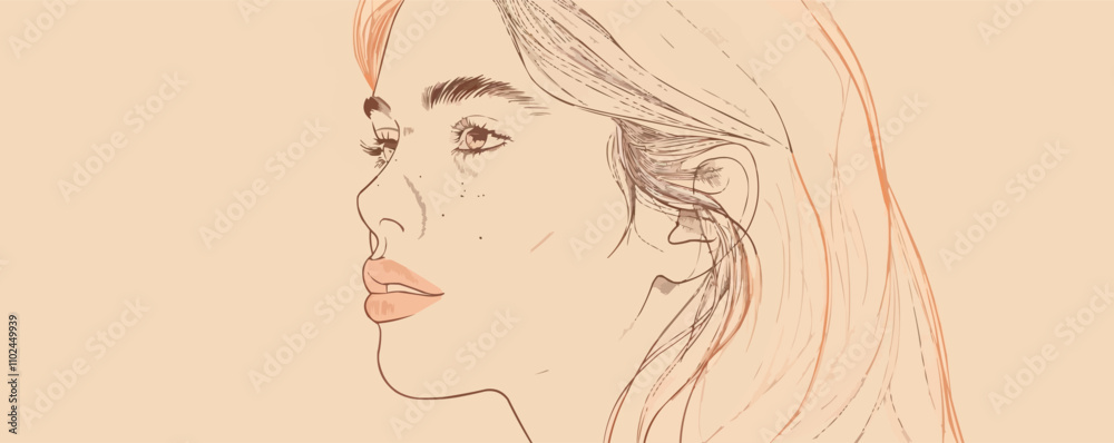 Line art portrait with clean lines and minimal shading, flat portrait, vector illustration. Line art portrait with clean lines and minimal shading, flat portrait, vector illustration.