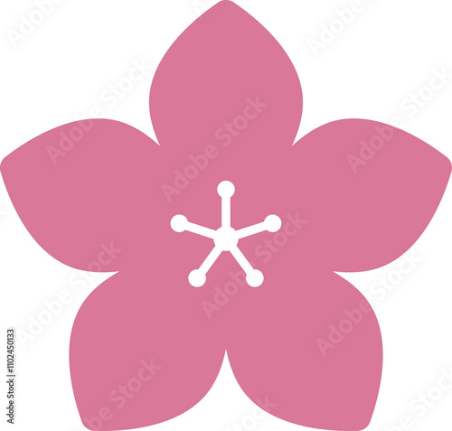 Pink Japanese cherry blossoms vector icon. Flowers, plants, spring, cute, etc.