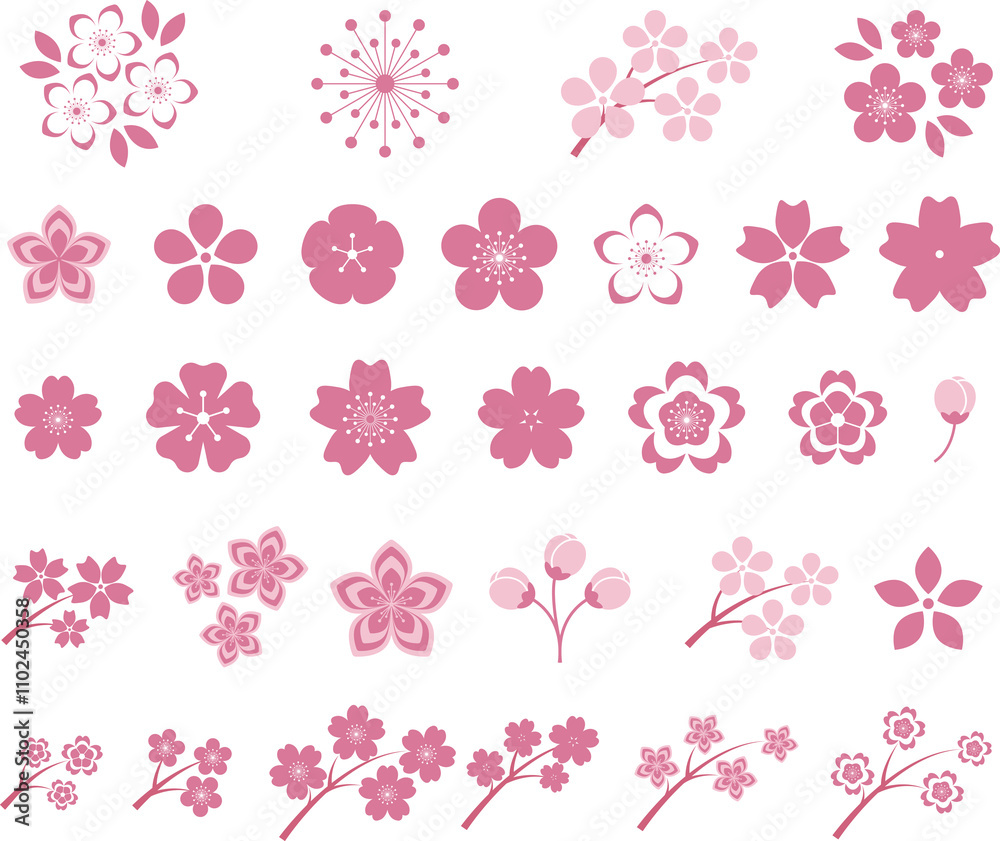 Pink Japanese cherry blossoms vector icon. Flowers, plants, spring, cute, etc. Pink Japanese cherry blossoms vector icon. Flowers, plants, spring, cute, etc.