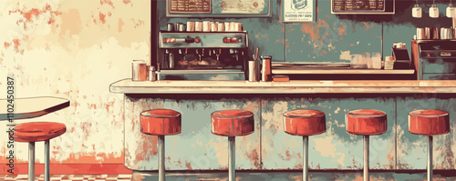 Create grunge-inspired diner menus with vintage elements, trendy modern retro grunge vector illustration on white background.