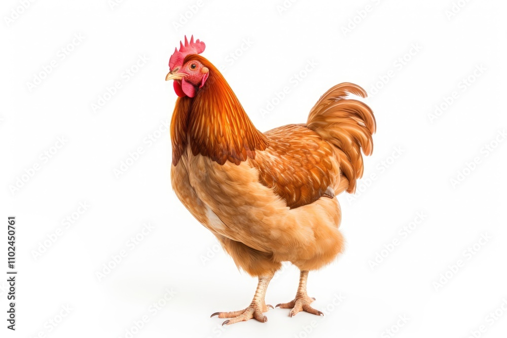 Fototapeta premium Chicken isolated on white close to the ground