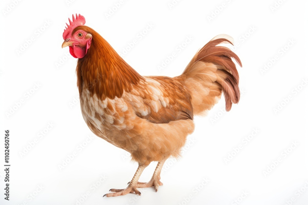 Fototapeta premium Chicken isolated on white close to the ground