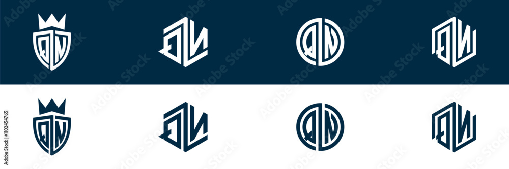 QN NQ letter logo design set QN NQ letter logo design set