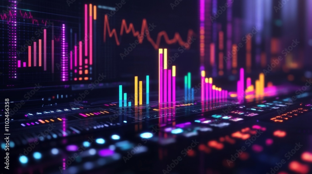 Vibrant Data Visualization Background for Digital Analytics and Reports