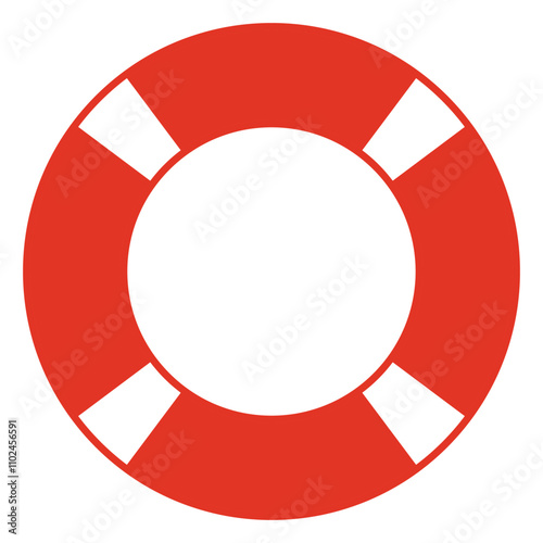 Lifebuoy illustration, color vector symbol shape of life belt ring buoy