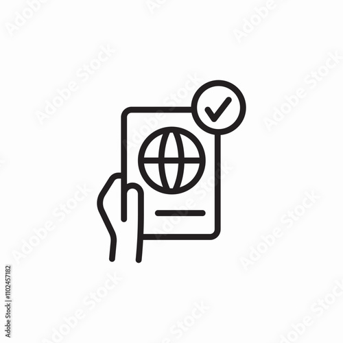 passport check mark icon sign vector