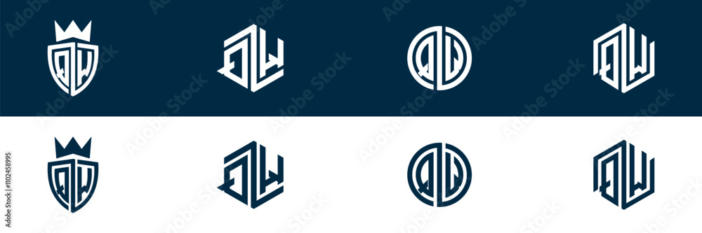 QW WQ letter logo set design QW WQ letter logo set design