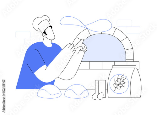 Preparing pizza dough isolated cartoon vector illustrations.