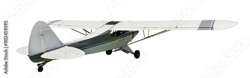 View of sports monoplane isolated on white background.