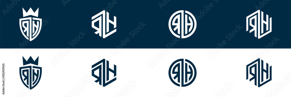 RH HR letter logo set design RH HR letter logo set design