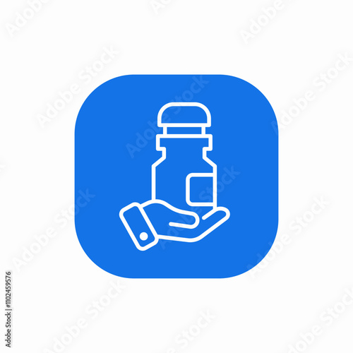 drug bottle on hand icon sign vector