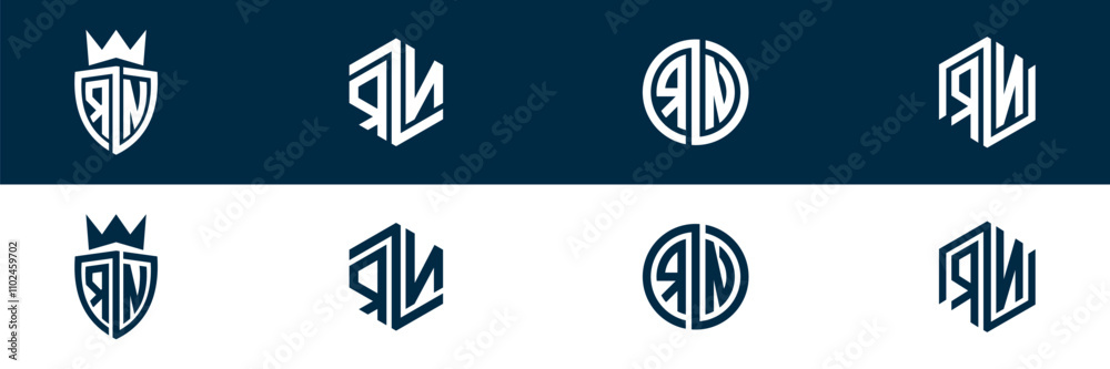 RN NR letter logo set design RN NR letter logo set design