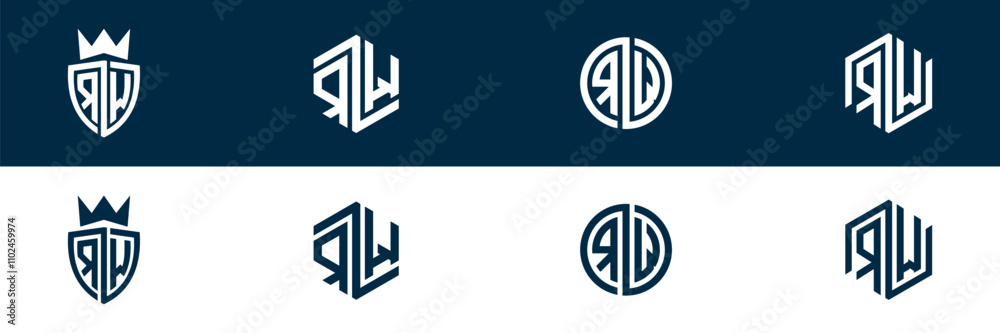 RW WR letter logo set design RW WR letter logo set design