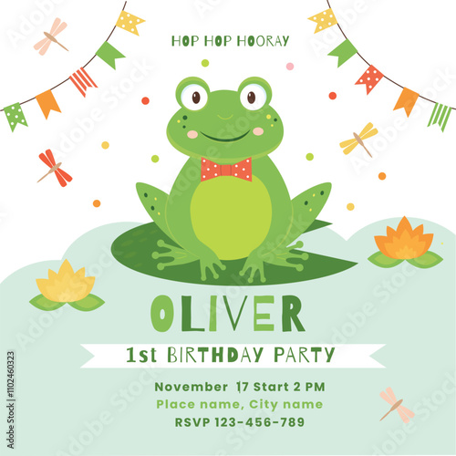 cute frog birthday invitation