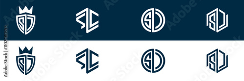SC CS letter logo set design