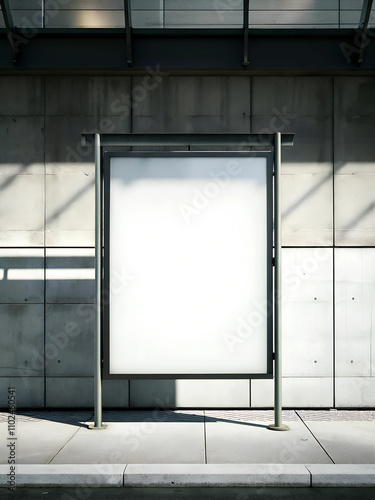 Urban advertising concept with metal framed a0 poster on concrete wall