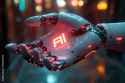 A robot hand holding a glowing A1. Generative AI
